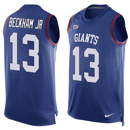 Men's Limited Odell Beckham Jr Nike Jersey Royal Blue - #13 Player Name & Number Tank Top NFL New York Giants